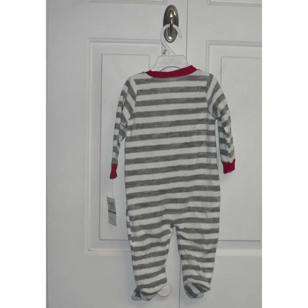 Koala Baby Long Sleeve Striped Fleece Reindeer & Bear Footed Jumper 6-9M‎ $18